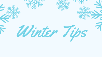 Blue 'Winter Tips' Sign with Snowflakes
