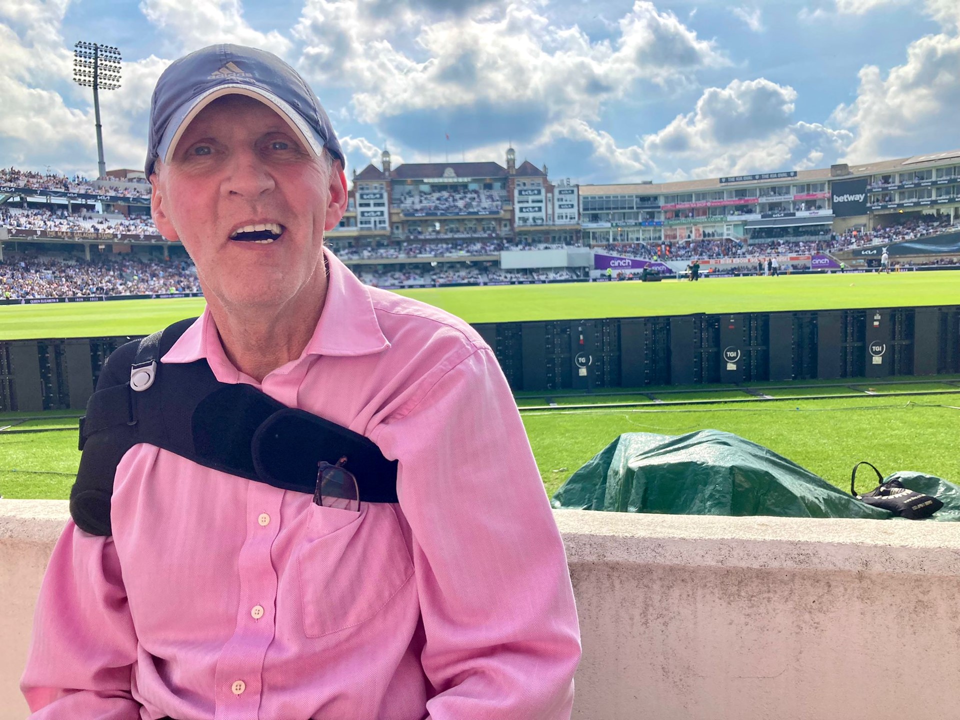 Steve Cobbs at London's Oval fulfilling his wish of attending a cricket game