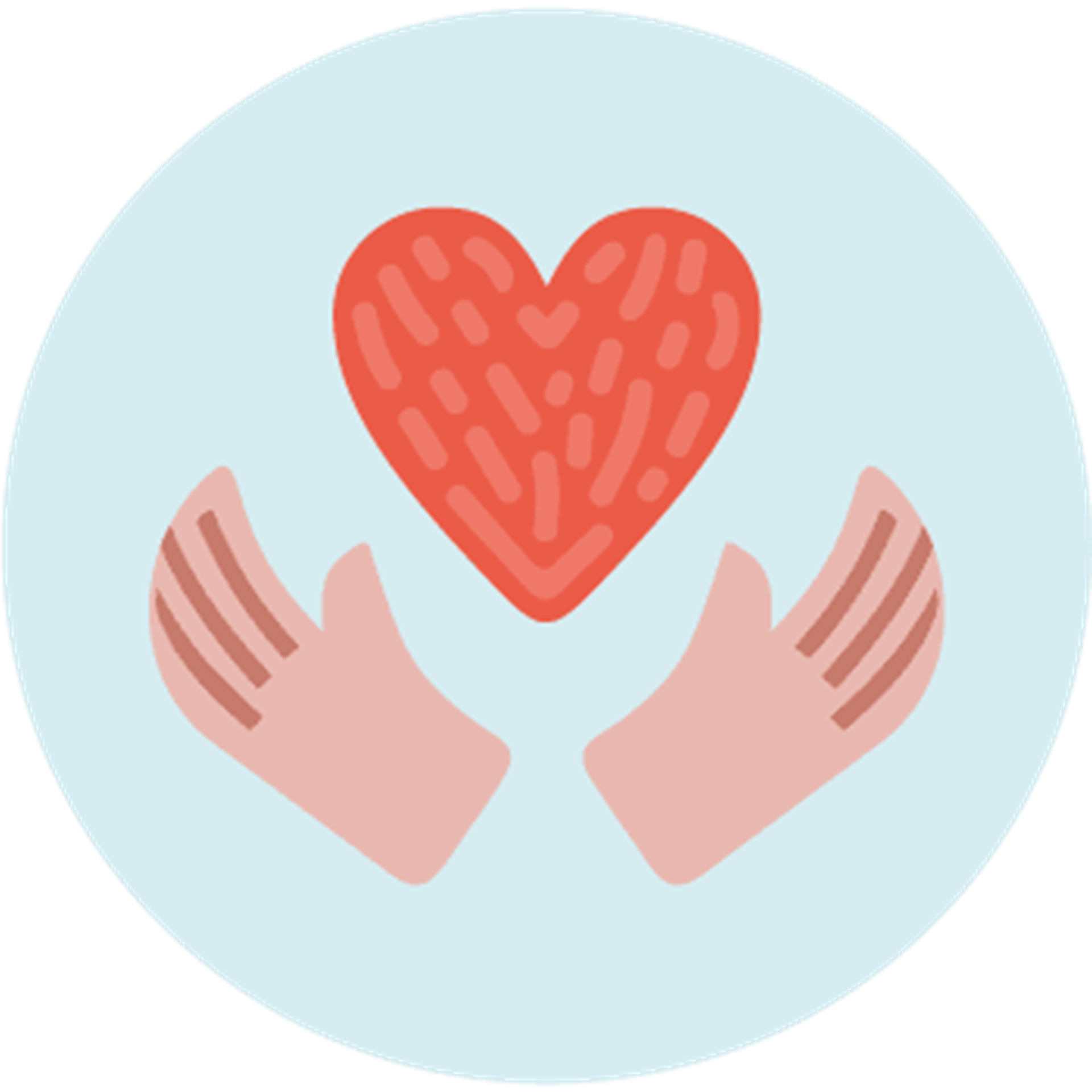 Care giver hands around a heart