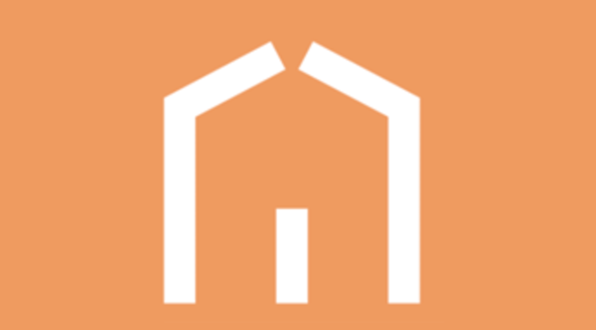 Right at home house logo on orange background